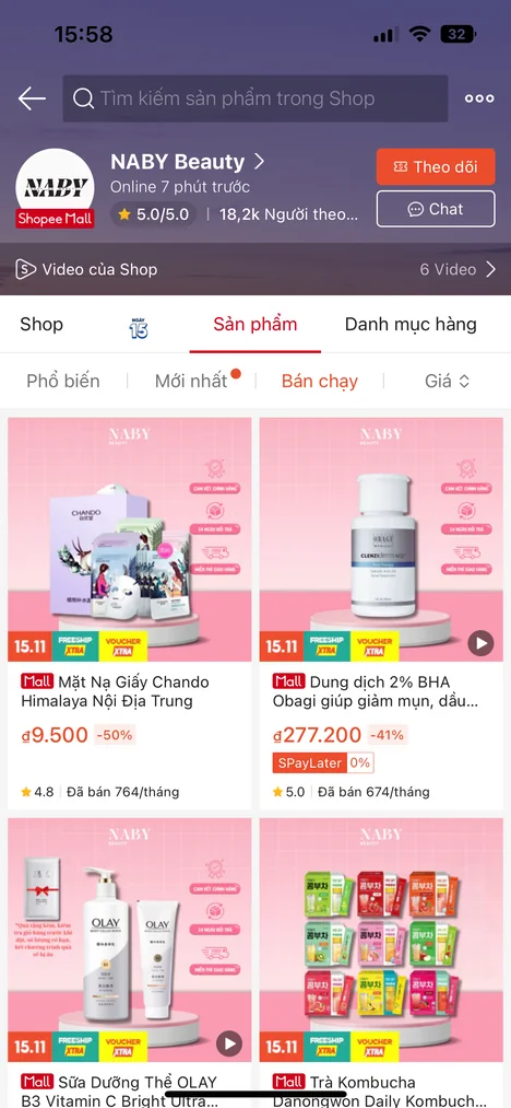 Gian hàng NABY Beauty trên Shopee